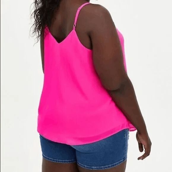 Torrid Sophie Hot Pink Blue Floral Embroidered Chiffon Tank Top 0 Large - Picture 7 of 7